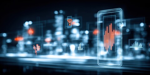 Fototapeta premium mobile smartphone capability expands through wireless reliability battery optimization and touchscreen clarity governed by operating performance