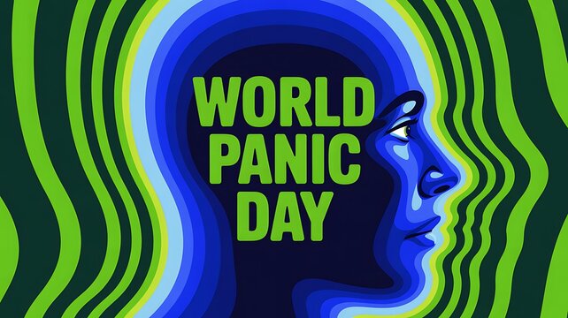 World Panic Day abstract portrait with wavy, layered lines creating a disorienting effect.