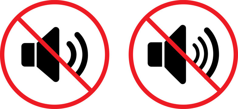 Silent mode icons set with speaker symbols