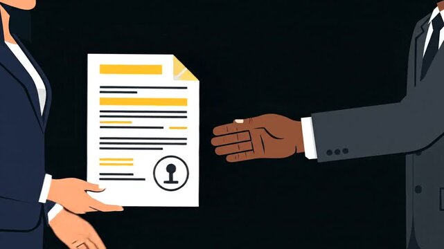 Businessmen Exchanging Documents in Formal Attire.