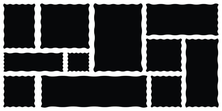 Rectangle shape frame with zigzag edge. Rectangular zigzag curved box. Decorative banners and labels set. zigzag frame, zigzag edge stickers, frames, shapes, zig zag edge. eps 10