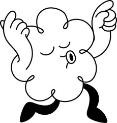 Obraz premium Cute Trippy Flower Mascot Character Whistling