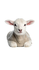 Fluffy Lamb Resting on Soft White Background