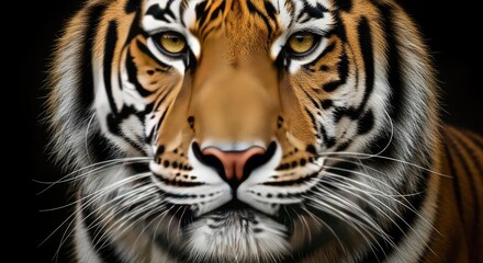 Fototapeta premium Majestic Feline Predator Looking Directly at Camera Isolated on Black