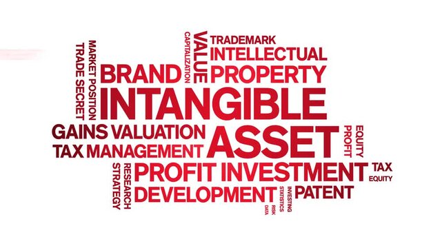 intangible asset animated word cloud-text design animation tag kinetic typography seamless loop.