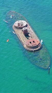 Aerial View of HMVS Cerberus Shipwreck in Turquoise Water