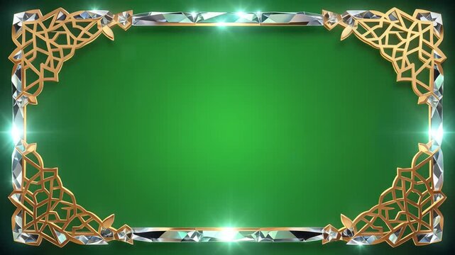 Luxurious Diamond Frame Shining Brightly on Green Background