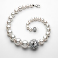 Obraz premium Elegant pearl necklace with sparkling diamond accents and clasp