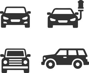 Obraz premium Four black silhouette icons depicting different vehicle types