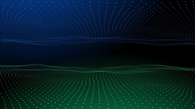 Abstract digital landscape with glowing dots and gradient color background animation