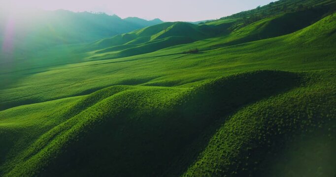 Expansive Green Mountain Ridges Near Mount Bromo &ndash; Indonesia Drone