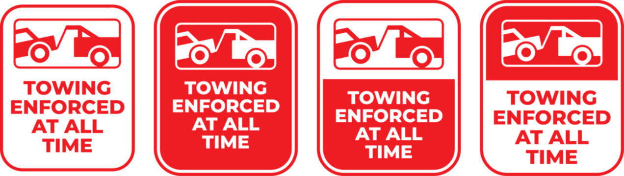No Parking Private Property Signs &ndash; Tow Away Zone Warning Notice Set