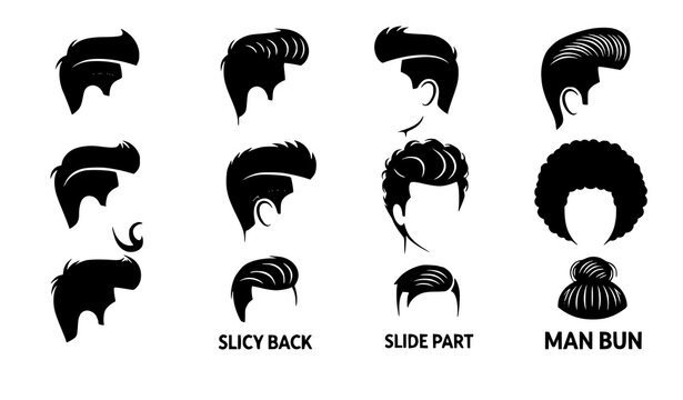 Hand drawn men haircut sketch vector hairstyle set