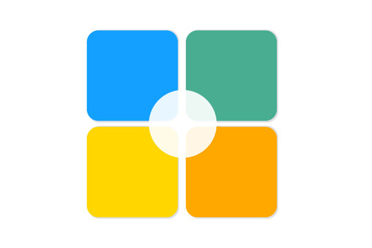 Infographic four block comparison layout with rounded square elements. Modern vector template for feature list, quadrant diagram, business categories, and information grid presentation