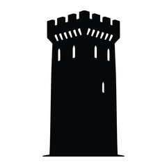 Medieval castle tower or turret Silhouette vector black on a white background © 4k Vectors