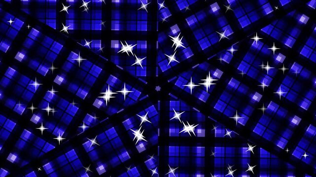 A mesmerizing tartan pattern with moire effect and sparkling stars in a futuristic grid layout