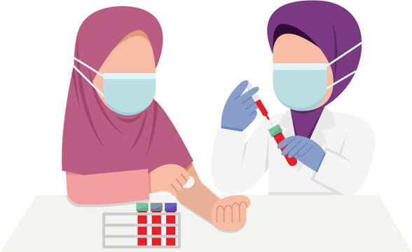 Hijab Doctor Taking Blood Sample From Patient
