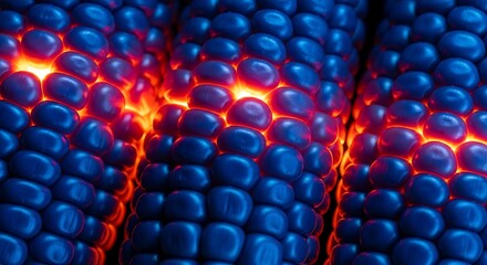 Obraz premium Vibrant blue and red abstract pattern with glowing bubbles
