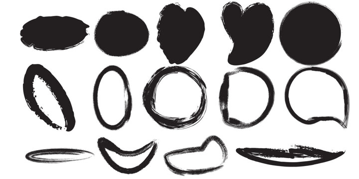 Collection of various black and white seed shapes and silhouettes