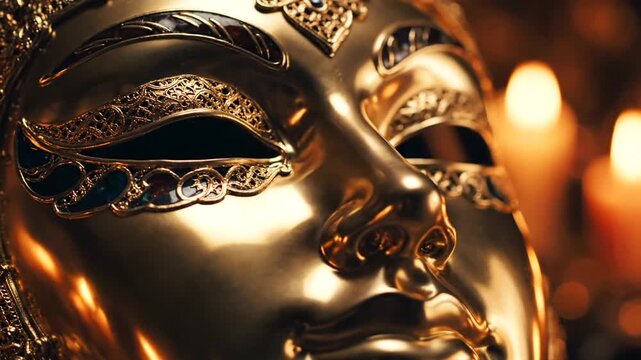 Golden Buddha Statue Closeup Meditation Scene.