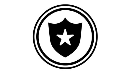 Fototapeta premium A sleek black and white shield emblem featuring a star in the center