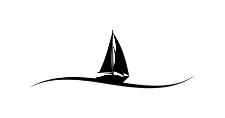 Fototapeta premium Minimalist Black Sailboat Vector Illustration