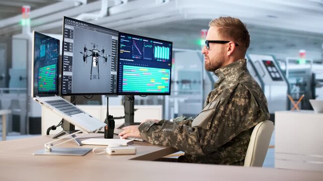 Millitary Engineer Using 3D CAD Software And Scada System