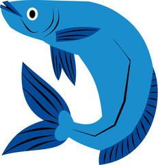 cute cartoon Blue Fish Illustration