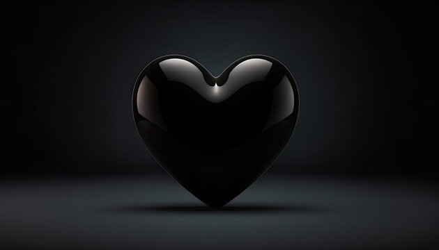 Solid Black Glass Heart Heartless