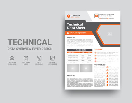 Technical Data Sheet Flyer Template Design