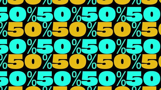Animated 50 percent off discount promotion
