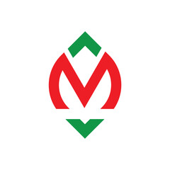 Abstract Red and Green M Logo With Arrows for Branding, Direction and Business Identity