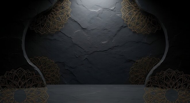 Abstract, surreal, dark cave chamber with textured stone walls, mysterious dry tumbleweed clumps, and dramatic spotlight illumination, creating an ethereal, otherworldly, and atmospheric sce