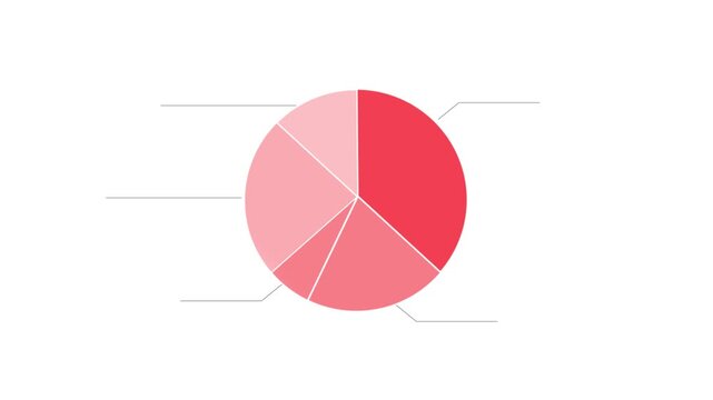 Abstract Pink Pie Chart Graphic with Subtle Gradients and White Background.