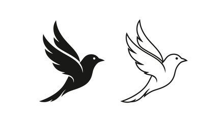 Obraz premium Black and white bird silhouettes flying side by side vector illustration Vector