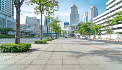 Obraz premium Business district walkway in bangkok city smart urban environment and corporate lifestyle on city streets