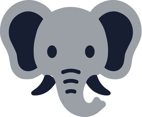 Simple Minimalist Elephant Head Flat Illustration Animal Icon Graphic