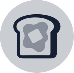 Minimalist Style Toast with Butter on Gray Circle Food Illustration