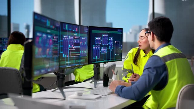 Team Of Engineers Operating SCADA System