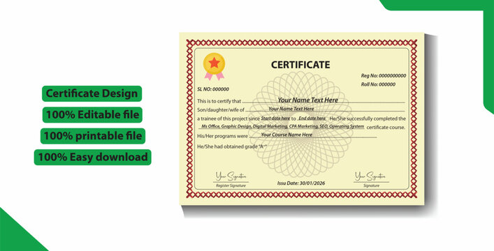 Certificate template design award diploma achievement document