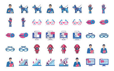 Vibrant icons for business accessibility and communication