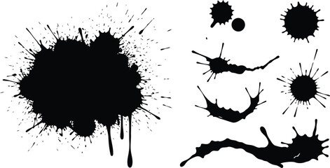Naklejka premium Ink splatters and splotches on white background