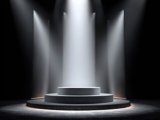 winner podium stage isolated on a black background