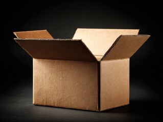 cardboard delivery box isolated on a black background