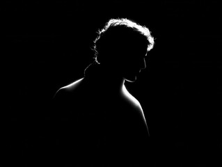 isolated human shadow isolated on a black background