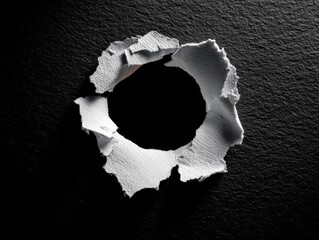 ripped paper hole isolated on a black background