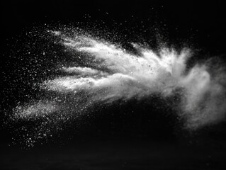 chalk dust cloud isolated on a black background