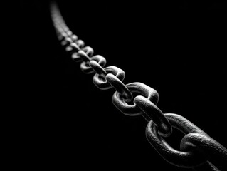 chain segment isolated on a black background