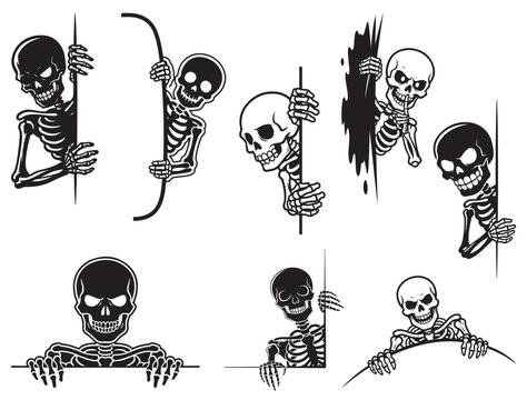 PEEKING SKELETON SILHOUETTE