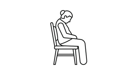 Fototapeta premium A person sitting slumped in a chair simple line art silhouette